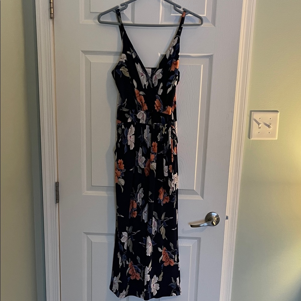 Kaileigh Navy Floral Midi Jumpsuit